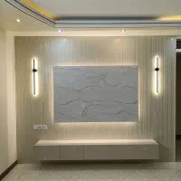 طراحی واجرا TV Wall لوکس ترمووال،ماربل ونورپردازی