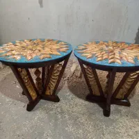 میز عسلی دست ساز ، چوب و رزین