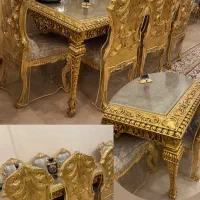 مبلمان سلطنتی با روکش ورق طلا و میز ناهار خوری