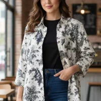 شومیز مانتو بغل دکمه لنین زنانه و دخترانه