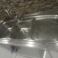 سینک دوقلو کامل با شیر مخلوط و سیفون