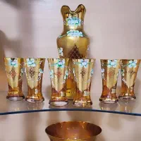 اگرمن طلاکوب گل برجسته اصل رنگ عسلی نو جهزیه