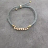 دستبند نخی با زنجیر کارتیه طلا بدون اجرت با فاکتور
