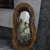 قاب آینه دیواری چوبی روستیک