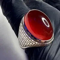 انگشتر عقیق سیاه سرخ نقره شایق