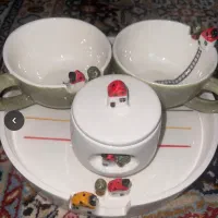 سرویس چایخوری دونفره و ۶ عدد قهوه خوری و ظرف چاشت