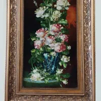 تابلو فرش دستباف گل ابریشم