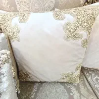 ۷ عدد کوسن سنگ کاری دست دوز و دو رو تمیز و پر