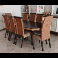 میز نهار خوری ۸ نفره حصیری کنفی