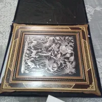 تابلو قلم زنی پرنده و گل