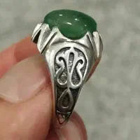 انگشتر عقیق سبز ، با حکاکی