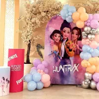 تم تولد بادکنک آرایی نئون عدد استند میز