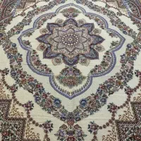 روفرشی مخمل زرکدار رنگ کرم طرح حوض نقره مدل ستاره