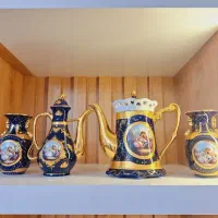 سرویس چای خوری و گلدان سورمه ای