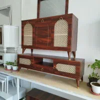 کنسول با میز تلویزیون مدل حصیری تماما MDF