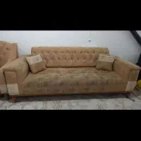 مبل چستر ۵ نفره مکانیزم‌، کرم، کیفیت درجه یک