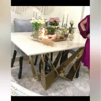 میز ناهار خوری استیل صفحه سنگ