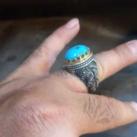 انگشتر فیروزه نیشابوری  قلم زنی