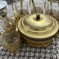 سرویس چایخوری ۶نفره برنجی قدیمی