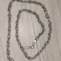 زنجیر نقره و انگشتر عقیق سبز