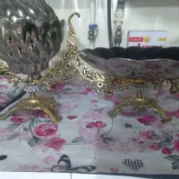 دوعدد ظروف برنز شکلات خوری ومیوه خوری (میوه قابی)