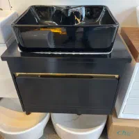 کابین روشویی پلاس مشکی/ایینه تاچ/فلاش تانک/علم دوش