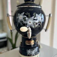 سماور گازی مارک (کندس طلایی) لعابی قدیمی آنتیک