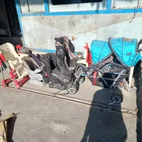 کالسکه دوقلو aura همراه 3 تا صندلی ماشین صندلی غذا