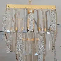 لوستر دو پله لامپ بزرگ نقره ای و طلایی