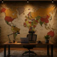 بکدراپ پارچه‌ای نقشه جهان-خرید اقساطی-قابل شستشو