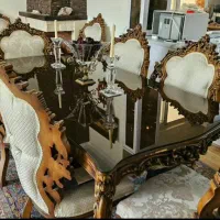 میز نهار خوری سلطنتی ۶ نفره کوبین چوب گردو