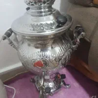 سماور گازی با بدنه برنجی وابکاری کروم