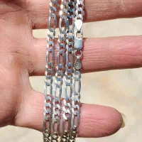 گردنی زنجیر نقره ایتالیایی مدل فیگارو