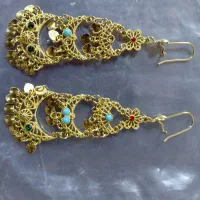 دو جفت گوشواره نگین دار طلا روس جنس عالی