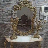 آیینه و شمعدان برنجی برنز نونه بسیار سنگین