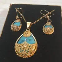 ست گردنبند و گوشوار فیروز ه زیبا