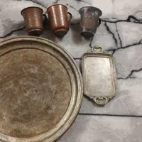 سینی مسی قدیمی لیوان مسی