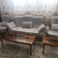 مبل استیل سلطنتی چوب راش ۱۱ نفره در حد نو با کاور
