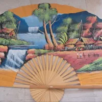 بادبزن چوبی پارچه ای