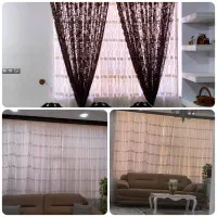 پرده ۴ متری گیپور سفید و قهوه ای