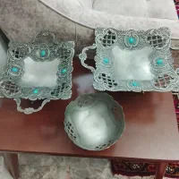 ظروف پذیرایی سیلور ۳ تیکه پایه دار