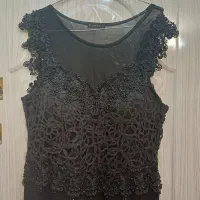 پیراهن مجلسی شب... کرپ کش و گیپور و سنگ دوزی شده