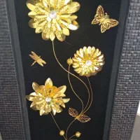 تابلو گل طلایی