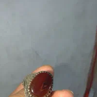 انگشترعقیق سرخ بارکاب نقره