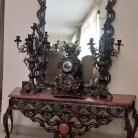 ست آینه شمعدان و ساعت برنزی