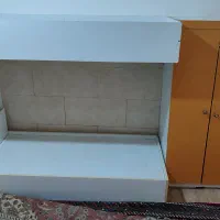 تخت بچه دو طبقه کمد دار جنس ام دی اف