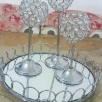 جا شمعی سه پایه و سینی بزرگ اینه ای