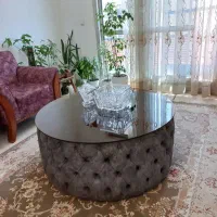میز جلو مبلی پافر همراه شیشه