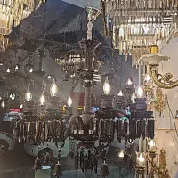 لوستر ویشکا کریستالی برنج شاخه کبریتی۹+۳شعله برنجی