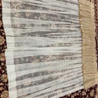 پرده تور مربعی سفید و کرم